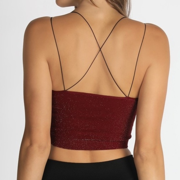 NWT Sparkle Cognac Cropped Camisole - Picture 4 of 4